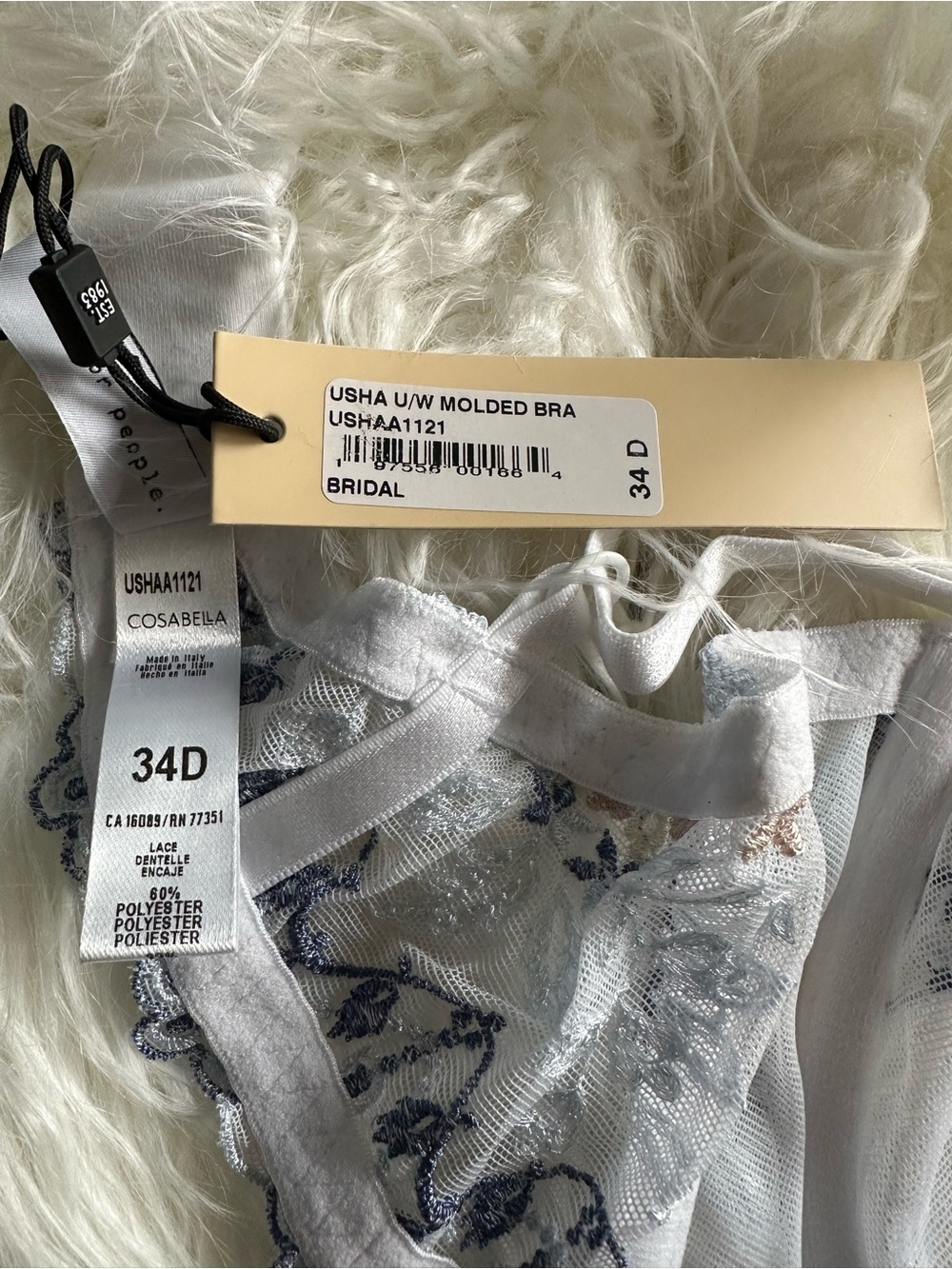 NWT Cosabella Ushuaya Underwire Molded Bra 34D Bridal Embroidered Lace Italy - Picture 6 of 7